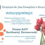 Podziękowanie od Hospicjum św. Jana Ewangelisty w Szczecinie